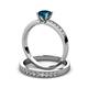 3 - Ronia 1.66 ctw Classic Blue Diamond (6.50 mm) Accented Lab Grown Diamonds Bridal Set Ring  