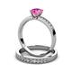 3 - Ronia 1.61 ctw Classic Pink Sapphire (6.00 mm) Accented Lab Grown Diamonds Bridal Set Ring  