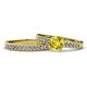 1 - Ronia 1.66 ctw Classic Yellow Diamond (6.50 mm) Accented Lab Grown Diamonds Bridal Set Ring  
