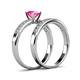 4 - Ronia 1.61 ctw Classic Pink Sapphire (6.00 mm) Accented Lab Grown Diamonds Bridal Set Ring  