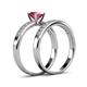 4 - Ronia 1.66 ctw Classic Rhodolite Garnet (6.50 mm) Accented Lab Grown Diamonds Bridal Set Ring  