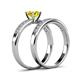 4 - Ronia 1.66 ctw Classic Yellow Diamond (6.50 mm) Accented Lab Grown Diamonds Bridal Set Ring  