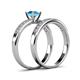 4 - Ronia 1.61 ctw Classic Blue Topaz (6.50 mm) Accented Lab Grown Diamonds Bridal Set Ring  