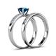 4 - Ronia 1.66 ctw Classic Blue Diamond (6.50 mm) Accented Lab Grown Diamonds Bridal Set Ring  