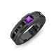 4 - Jayden 1.37 ctw Princess shape Amethyst accented Black Diamonds Men Wedding Band (5.20 mm) 