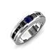 4 - Jayden 1.37 ctw Princess shape Blue Sapphire accented Black Diamonds Men Wedding Band (5.20 mm) 