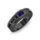4 - Jayden 1.37 ctw Princess shape Blue Sapphire accented Black Diamonds Men Wedding Band (5.20 mm) 