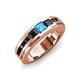 4 - Jayden 1.40 ctw Princess shape Blue Topaz accented Black Diamonds Men Wedding Band (5.20 mm) 