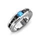 4 - Jayden 1.40 ctw Princess shape Blue Topaz accented Black Diamonds Men Wedding Band (5.20 mm) 