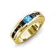 4 - Jayden 1.40 ctw Princess shape Blue Topaz accented Black Diamonds Men Wedding Band (5.20 mm) 