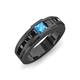4 - Jayden 1.40 ctw Princess shape Blue Topaz accented Black Diamonds Men Wedding Band (5.20 mm) 