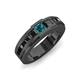 4 - Jayden 1.37 ctw Princess shape London Blue Topaz accented Black Diamonds Men Wedding Band (5.20 mm) 