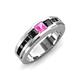 4 - Jayden 1.50 ctw Princess shape Pink Sapphire accented Black Diamonds Men Wedding Band (5.20 mm) 