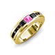 4 - Jayden 1.50 ctw Princess shape Pink Sapphire accented Black Diamonds Men Wedding Band (5.20 mm) 