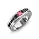 4 - Jayden 1.37 ctw Princess shape Pink Tourmaline accented Black Diamonds Men Wedding Band (5.20 mm) 