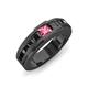 4 - Jayden 1.37 ctw Princess shape Pink Tourmaline accented Black Diamonds Men Wedding Band (5.20 mm) 