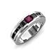 4 - Jayden 1.40 ctw Princess shape Rhodolite Garnet accented Black Diamonds Men Wedding Band (5.20 mm) 