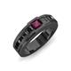 4 - Jayden 1.40 ctw Princess shape Rhodolite Garnet accented Black Diamonds Men Wedding Band (5.20 mm) 