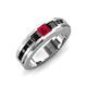 4 - Jayden 1.37 ctw Princess shape Ruby accented Black Diamonds Men Wedding Band (5.20 mm) 