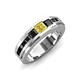 4 - Jayden 1.50 ctw Princess shape Yellow Sapphire accented Black Diamonds Men Wedding Band (5.20 mm) 