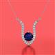 2 - Lyra 6.00 mm Round Blue Sapphire and Diamond Accent Pendant Necklace 