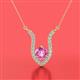 2 - Lyra 6.00 mm Round Pink Sapphire and Diamond Accent Pendant Necklace 