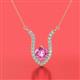 2 - Lyra 6.00 mm Round Pink Sapphire and Diamond Accent Pendant Necklace 