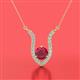 2 - Lyra 6.00 mm Round Ruby and Diamond Accent Pendant Necklace 