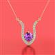 2 - Lyra 6.00 mm Round Amethyst and Diamond Accent Pendant Necklace 