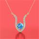 2 - Lyra 6.00 mm Round Blue Topaz and Diamond Accent Pendant Necklace 
