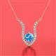 2 - Lyra 6.00 mm Round Blue Topaz and Diamond Accent Pendant Necklace 