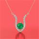 2 - Lyra 6.00 mm Round Emerald and Diamond Accent Pendant Necklace 