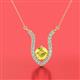 2 - Lyra 6.00 mm Round Yellow Sapphire and Diamond Accent Pendant Necklace 