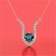 2 - Lyra 6.00 mm Round Blue Diamond and White Diamond Accent Pendant Necklace 