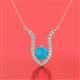 2 - Lyra 6.00 mm Round Turquoise and Diamond Accent Pendant Necklace 