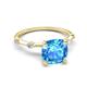 5 - Nuria 2.91 ctw Cushion Shape Blue Topaz (8.00 mm) accented Natural Diamonds Engagement Ring 