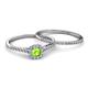 4 - Selena Prima 1.13 ctw of Peridot Accented Natural Diamonds Halo Bridal Set Ring 