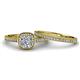 4 - Renee 0.77 ctw Natural Diamond (4.80 mm) Halo Bridal Set Ring 