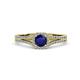 2 - Rabea 1.37 ctw Blue Sapphire (5.80 mm) Accented Natural Diamonds Bridal Set Ring  