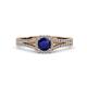 2 - Rabea 1.37 ctw Blue Sapphire (5.80 mm) Accented Natural Diamonds Bridal Set Ring  