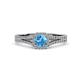 2 - Rabea 1.40 ctw Blue Topaz (5.80 mm) Accented Natural Diamonds Bridal Set Ring  