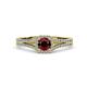2 - Rabea 1.39 ctw Red Garnet (5.80 mm) Accented Natural Diamonds Bridal Set Ring  
