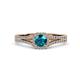 2 - Rabea 1.42 ctw London Blue Topaz (5.80 mm) Accented Natural Diamonds Bridal Set Ring  