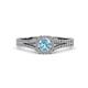 2 - Rabea 1.32 ctw Aquamarine (5.80 mm) Accented Natural Diamonds Bridal Set Ring  