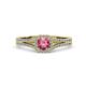 2 - Rabea 1.32 ctw Pink Tourmaline (5.80 mm) Accented Natural Diamonds Bridal Set Ring  