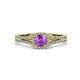 2 - Rabea 1.32 ctw Amethyst (5.80 mm) Accented Natural Diamonds Bridal Set Ring  
