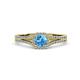 2 - Rabea 1.40 ctw Blue Topaz (5.80 mm) Accented Natural Diamonds Bridal Set Ring  