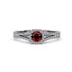 2 - Rabea 1.39 ctw Red Garnet (5.80 mm) Accented Natural Diamonds Bridal Set Ring  