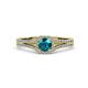 2 - Rabea 1.42 ctw London Blue Topaz (5.80 mm) Accented Natural Diamonds Bridal Set Ring  