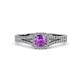 2 - Rabea 1.32 ctw Amethyst (5.80 mm) Accented Natural Diamonds Bridal Set Ring  